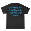 画像1: CRIME LET HIM WHO IS WITHOUT SIN CAST THE FIRST STONE Tシャツ (BLACK) (1)