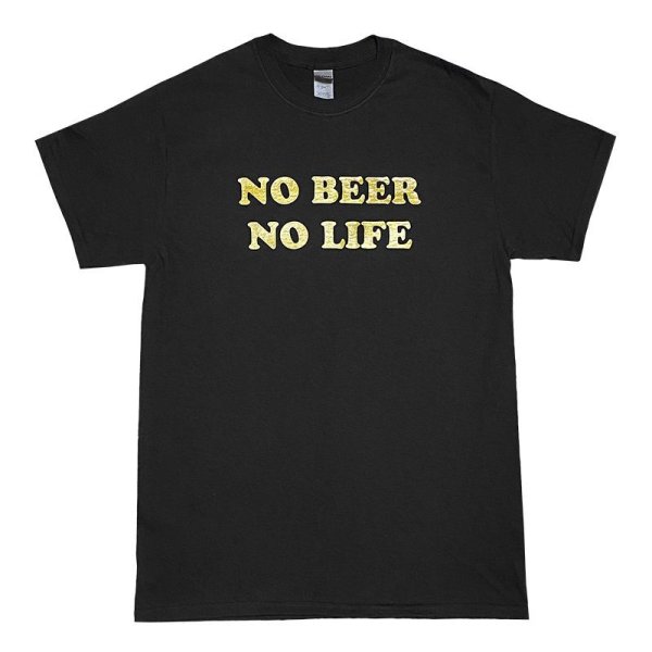 画像1: NO BEER NO LIFE Tシャツ (BLACK/GOLD) (1)