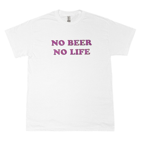 画像1: NO BEER NO LIFE Tシャツ (WHITE/PURPLE) (1)