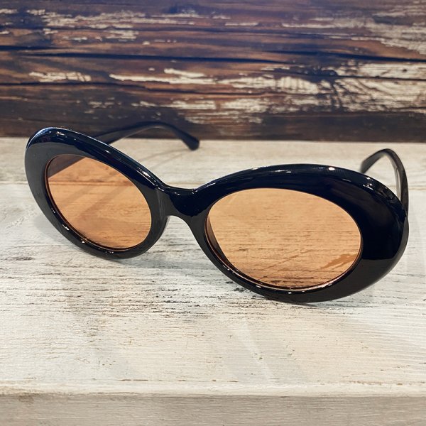 画像1: KURT COBAIN STYLE OVAL SUNGLASS / カート・コバーン オーバル・サングラス (BLACK/ORANGE) (1)