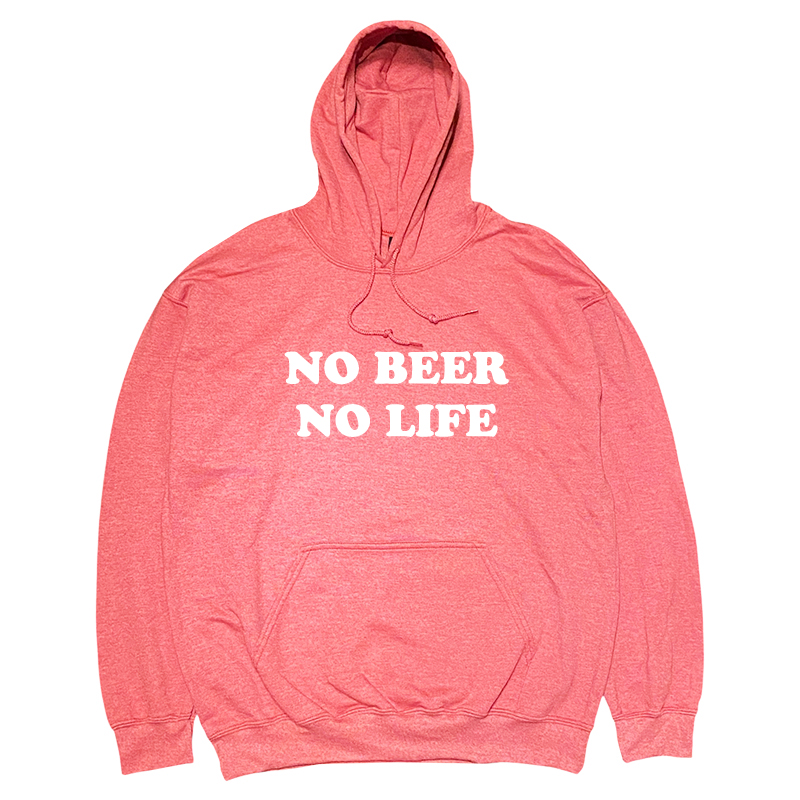 NO BEER NO LIFE HOODIE (HEATHER CARDINAL/WHITE)